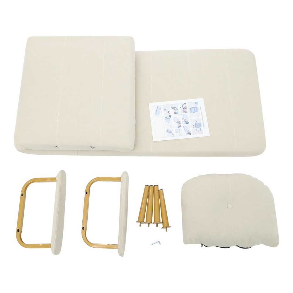 Convertible Sofa Bed with Pillow, 5-Gear Adjustable Backrest, Compact Design