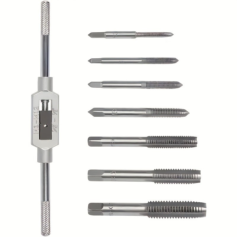 Alloy Steel Tap Set with Wrench - M3-M12 for Thread Tapping