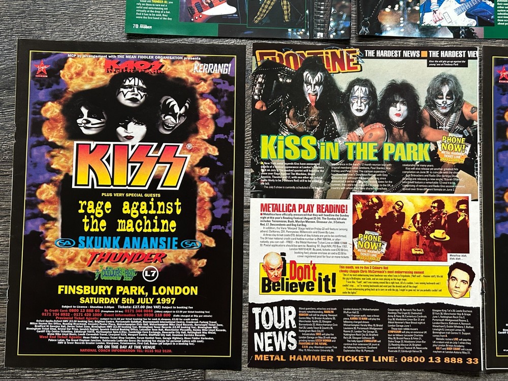 KISS Concert Ad Advert KAOS IN THE PARK Finsbury Park UK 1997 Lot Vintage Kiss