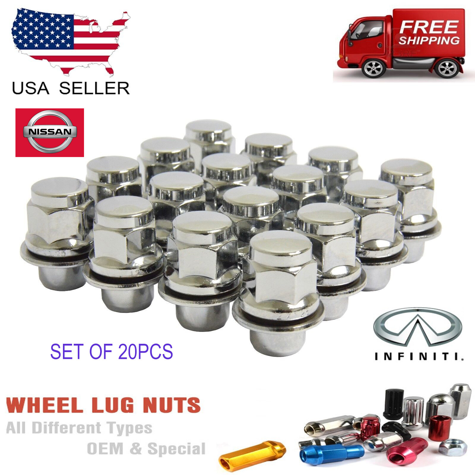 20PCS 12X1.25 OEM REPLACEMENT LUG NUTS (FIT: NISSA GTR INFINITY G37)