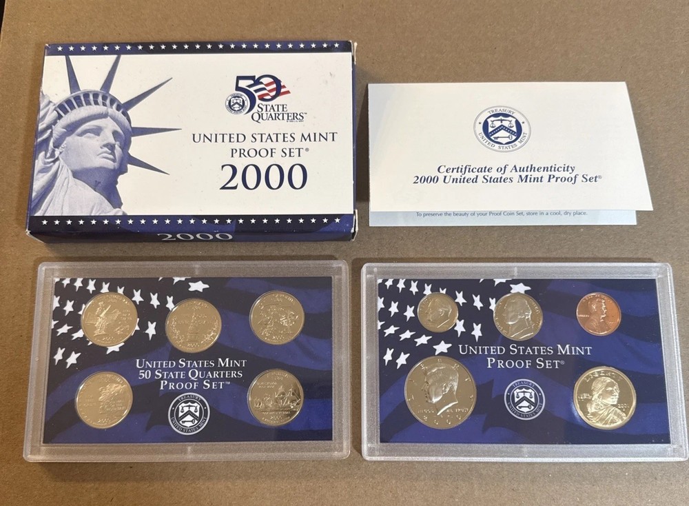 2000 United States Mint Proof Set, 10 Coins, Certified