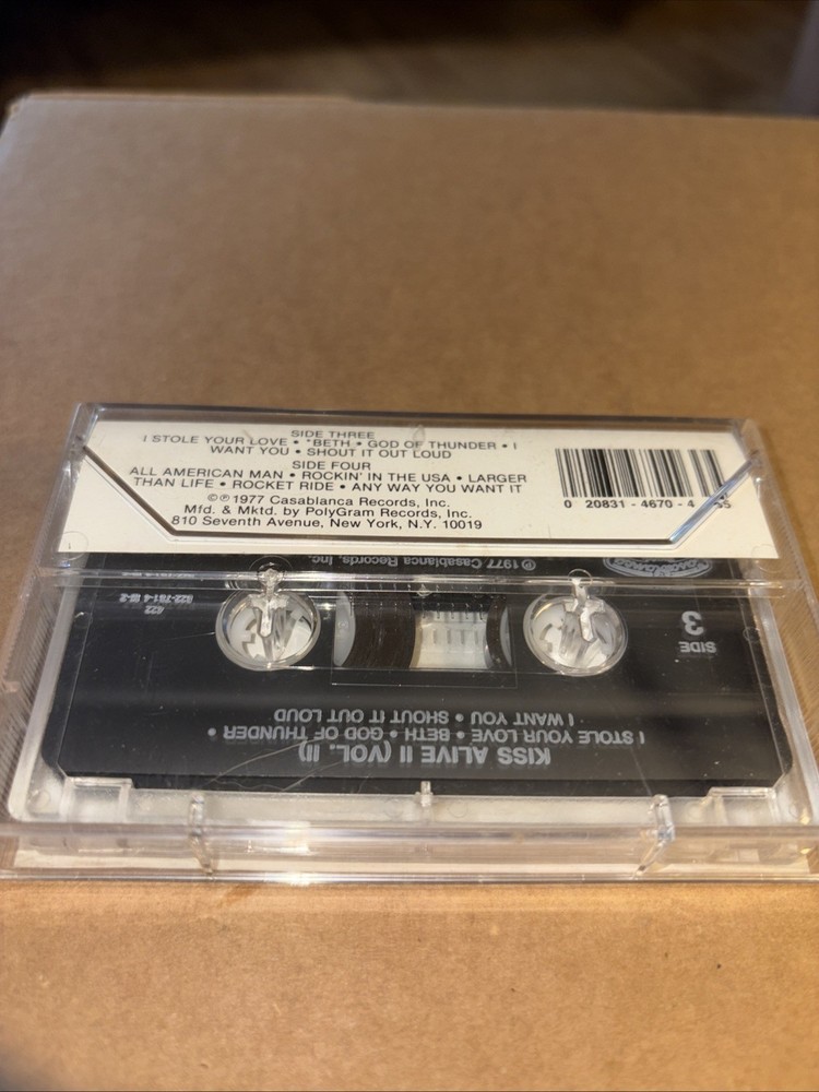 Vintage Kiss Alive II Cassette Volume II, 1977, Clear Cassette, COOL! Rock!