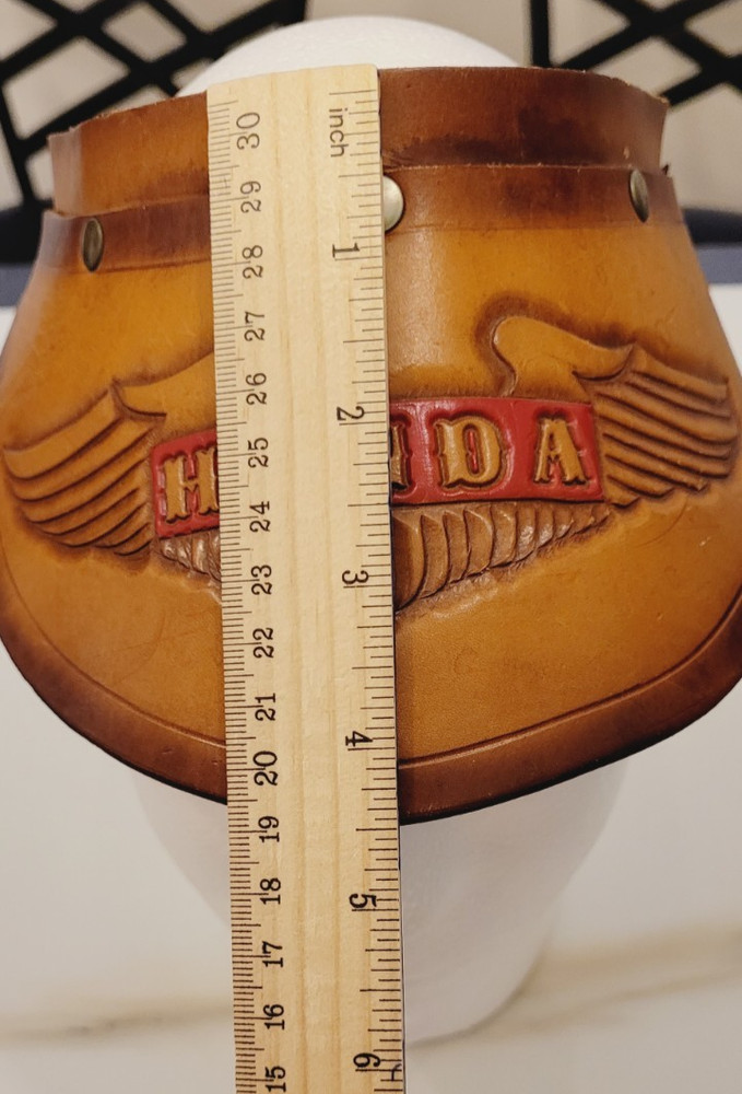 LEATHER MOTORCYCLE 1970's VISOR CAP ADJUSTABLE BIKER STYLE