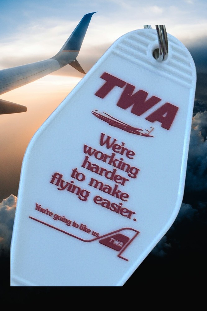 Retro TWA Airlines inspired Key Tag