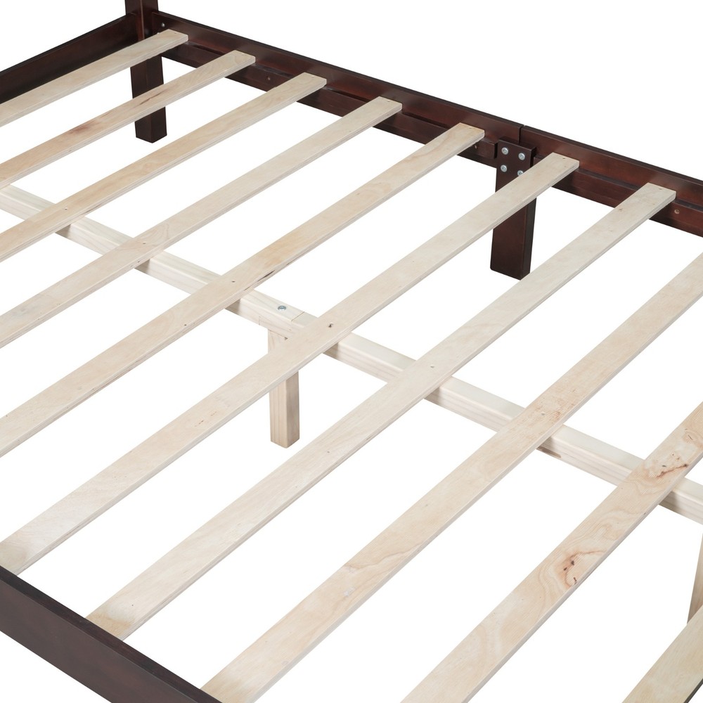 3-Piece Bedroom Set: Queen Size Wood Platform Bed + 2 Nightstands