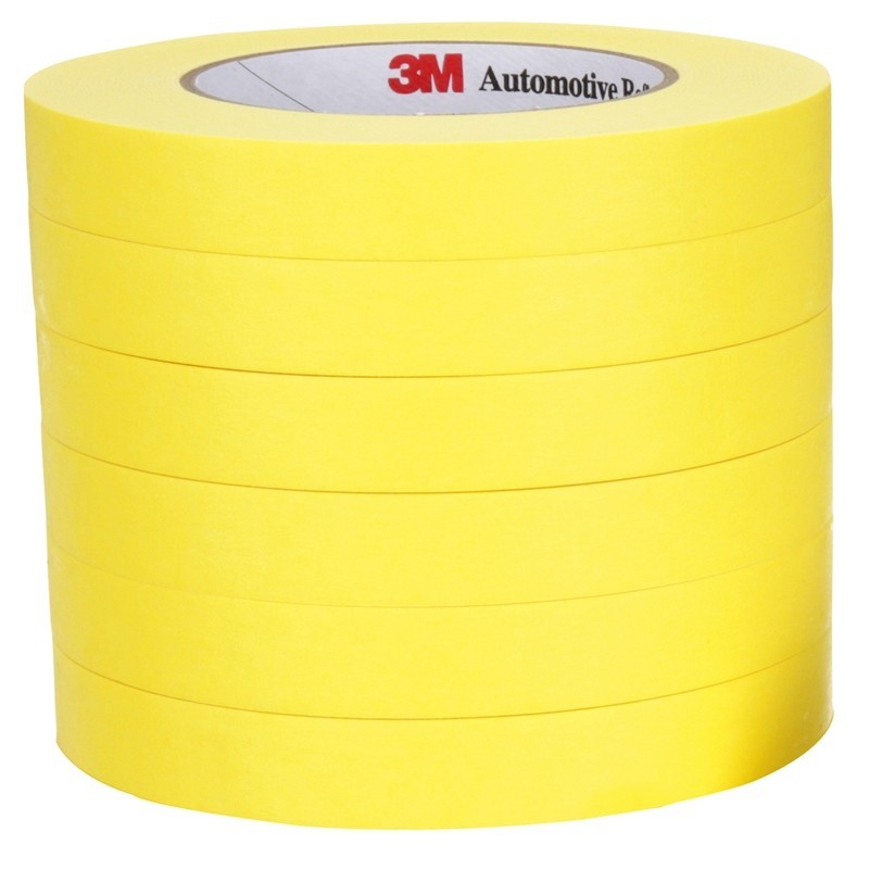 3M 06652 3/4 Inch Yellow Automotive Masking Tape Half Sleeve (6 Rolls)
