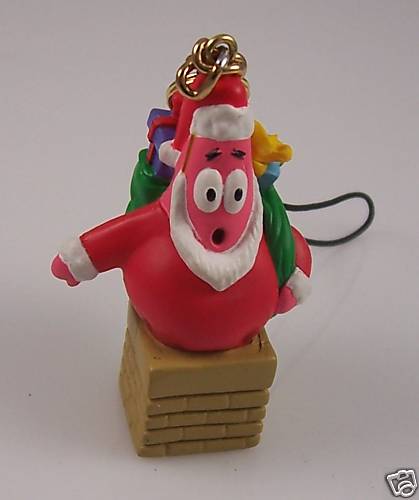 Sponge Bob cell phone charm Santa strap finding Patrick