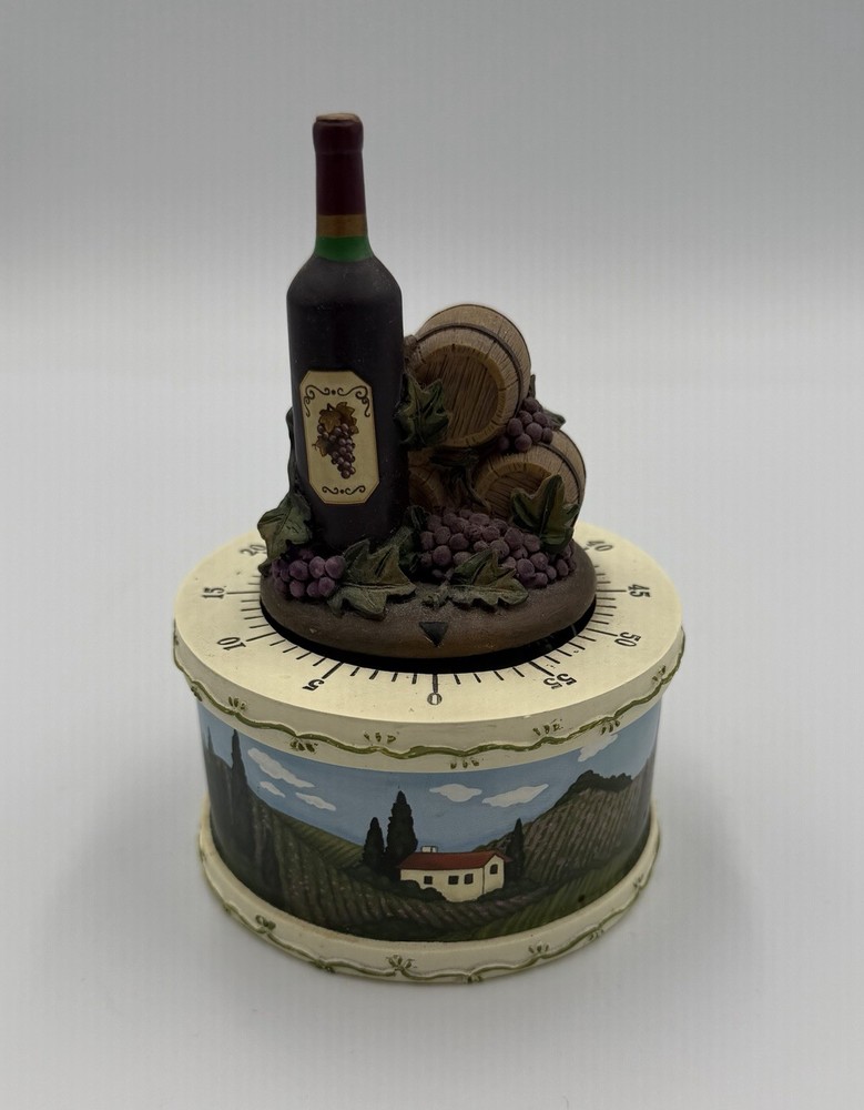 60 minute kitchen timer With Wine Bottle, Barrel And Grapes