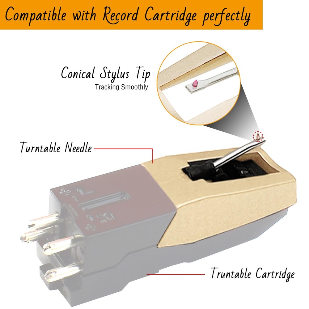 Record Player Needles, Turntable Stylus Needles Replacement for Gold