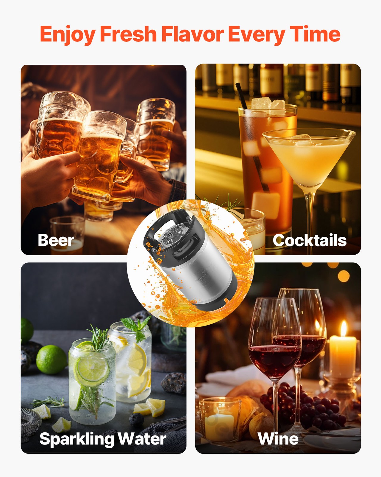 VEVOR Corny Ball Lock Keg 2.5 Gallon Ball Lock Corny Keg Home Brew Kegs 2 PCS