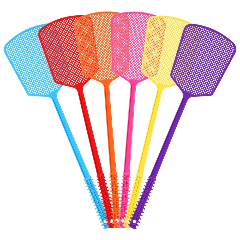 Fly Swatter,Plastic Flyswatters Multi-Pack,6 Bulk Vibrant Colorful Assorted