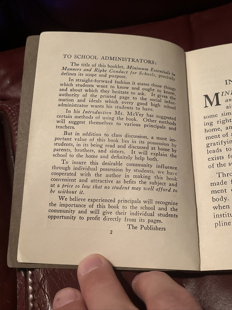 Minimum Essentials In Manners And Right Conduct For Schools