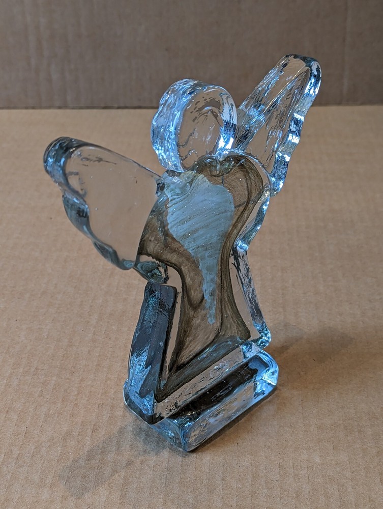 Solid Glass or Crystal Angel Block Style Vintage