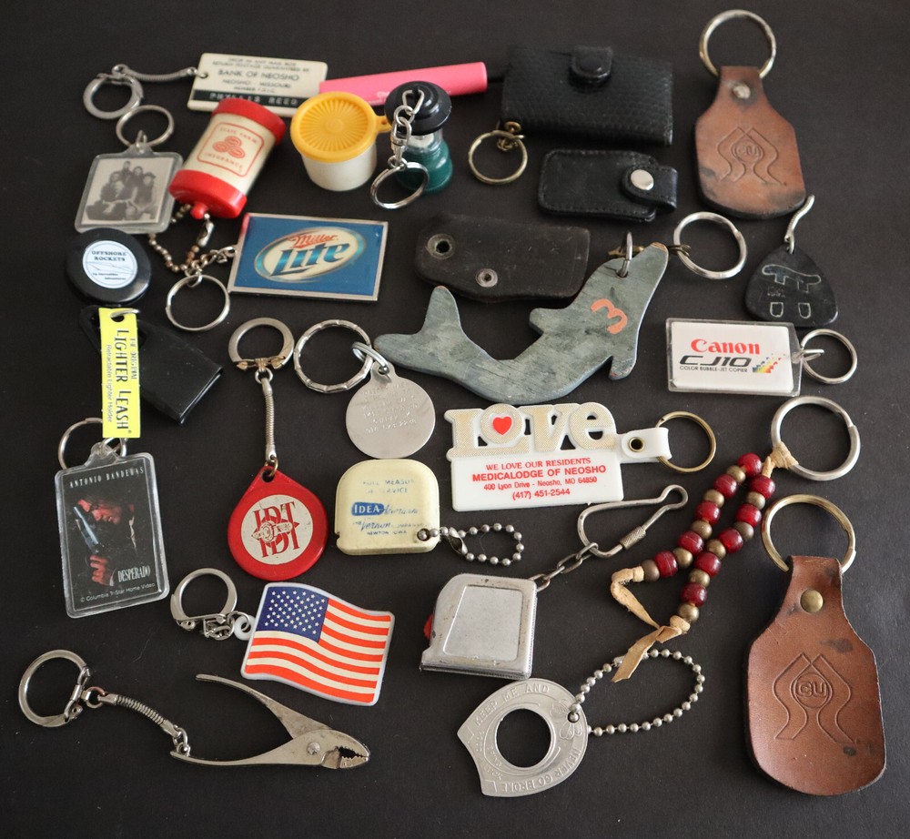 Junk Drawer Keychains Lot Tupperware Good Luck Retractable Lantern Advertising