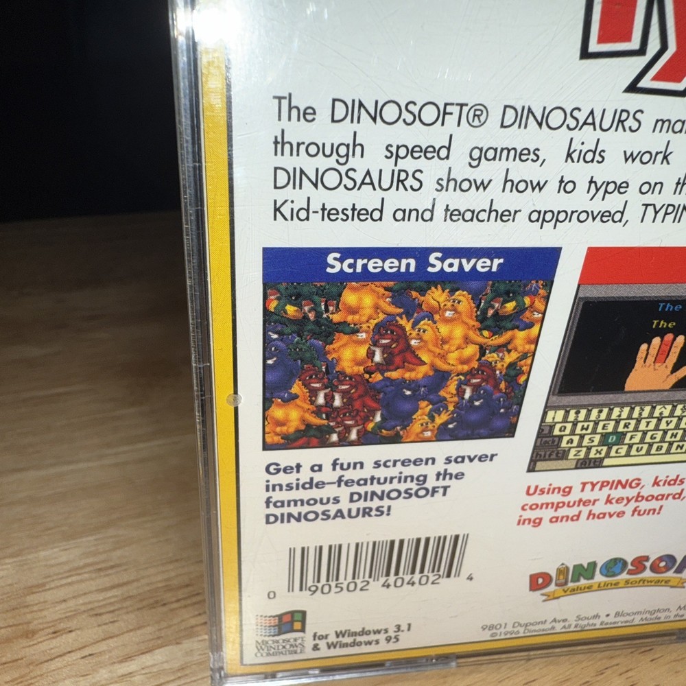 Typing CD ROM Dinosoft Case, Booklet And Working CD