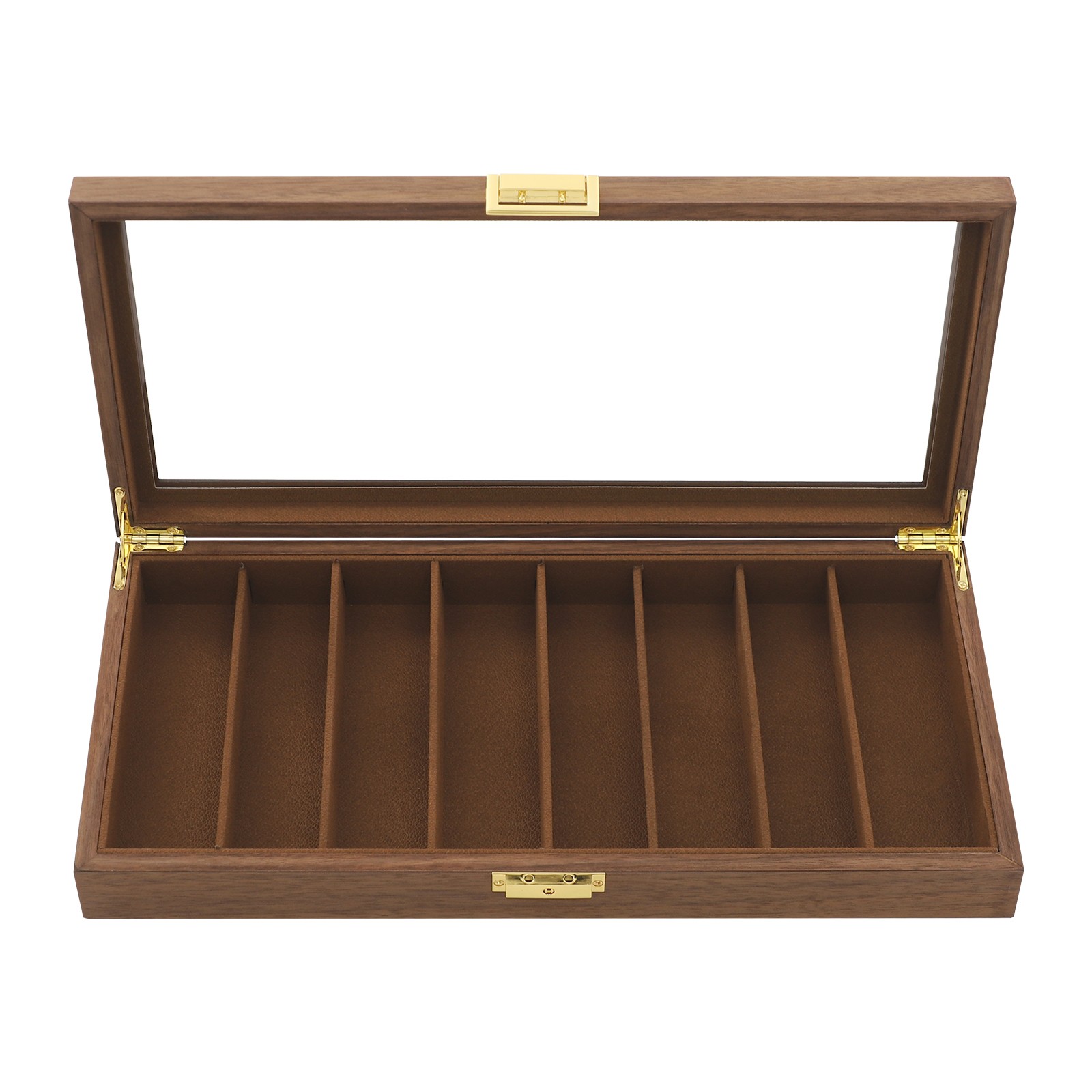 8 Compartment Knife Display Case 40*19*5 cm Glass Top Knife Storage Box