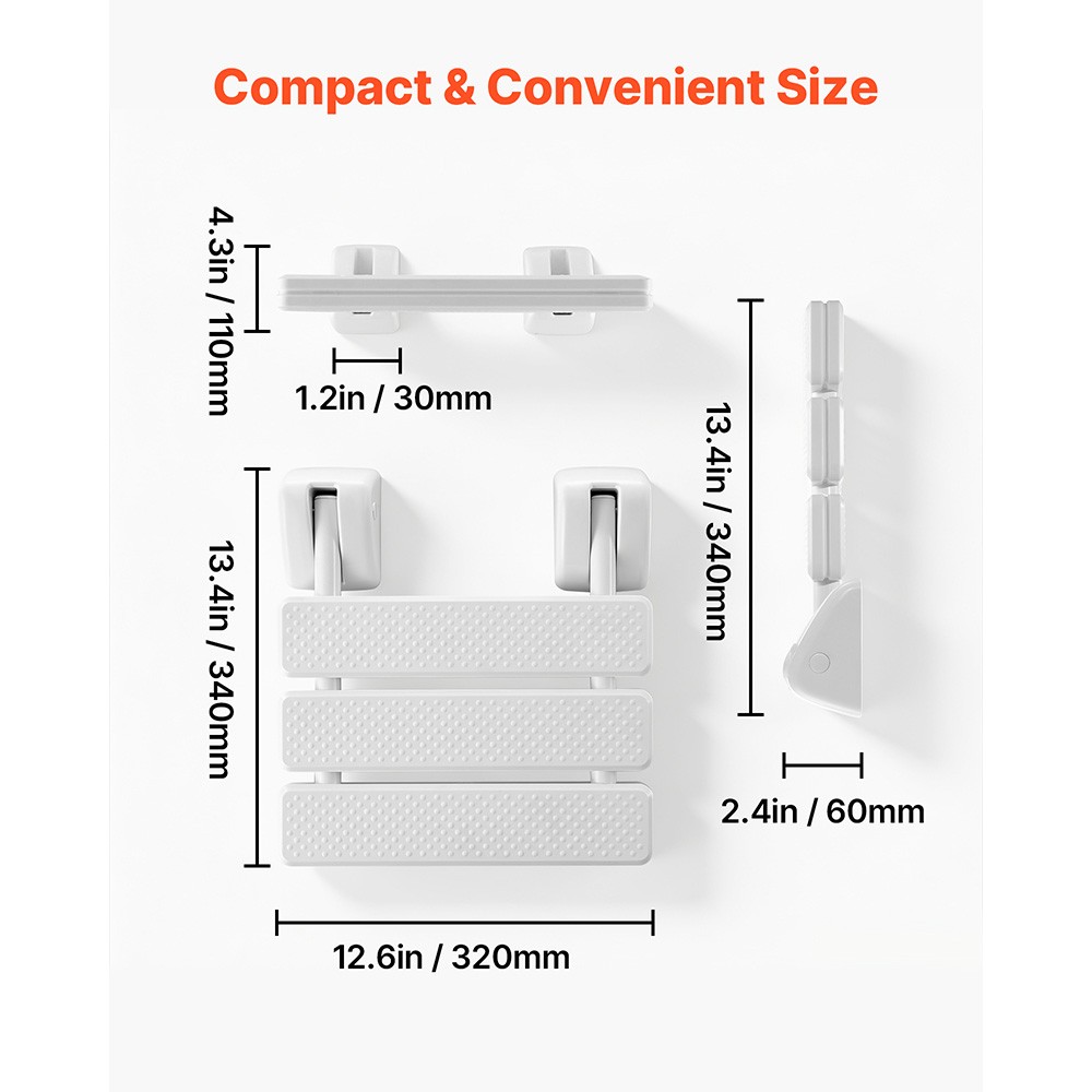 Uimoso Foldable Wall-Mounted Shower Seat with 220 lbs Capacity