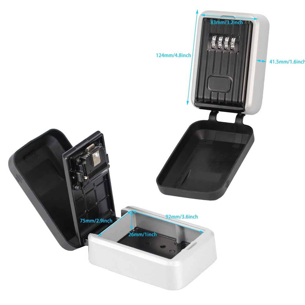 Key Safe Box Waterproof with Combination Lock 4 Digit - Resettable Code Outdo...