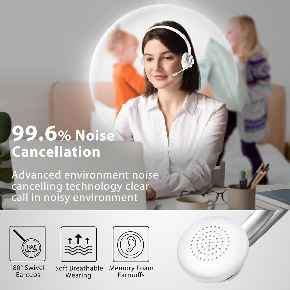 Wireless Headset, Bluetooth Headset V5.1 QCC, Wireless Headset with Microphone f