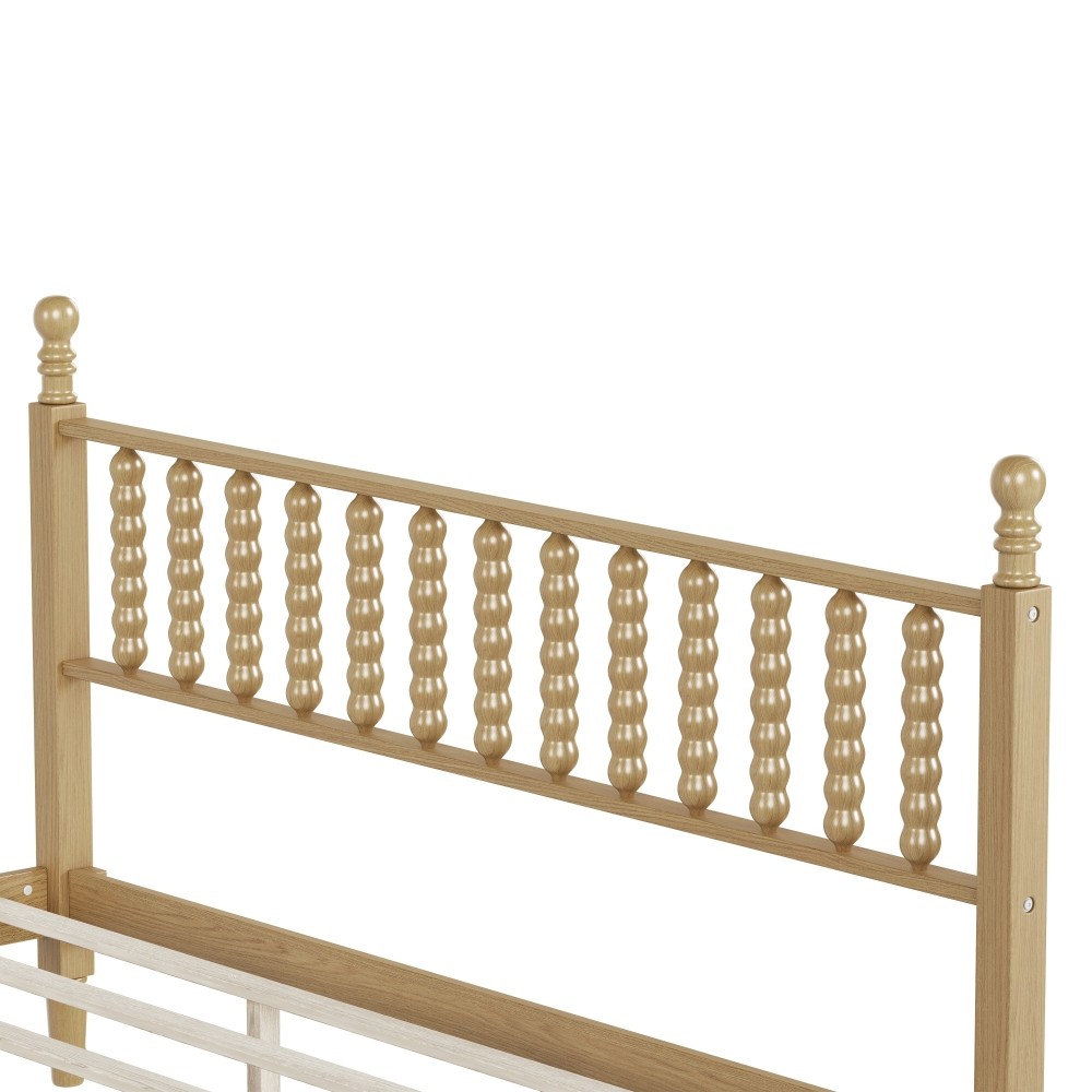 King Platform Bed Retro Frame With Gourd Headboard No Box Spring