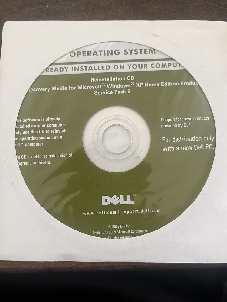 Microsoft Windows XP Home Edition Service Pack 3 CD for Dell Computers