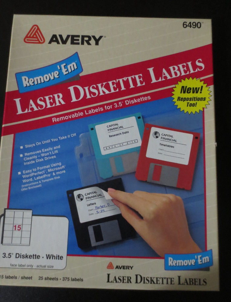 Avery  Laser Diskette Labels Removable for 3.5 Diskettes