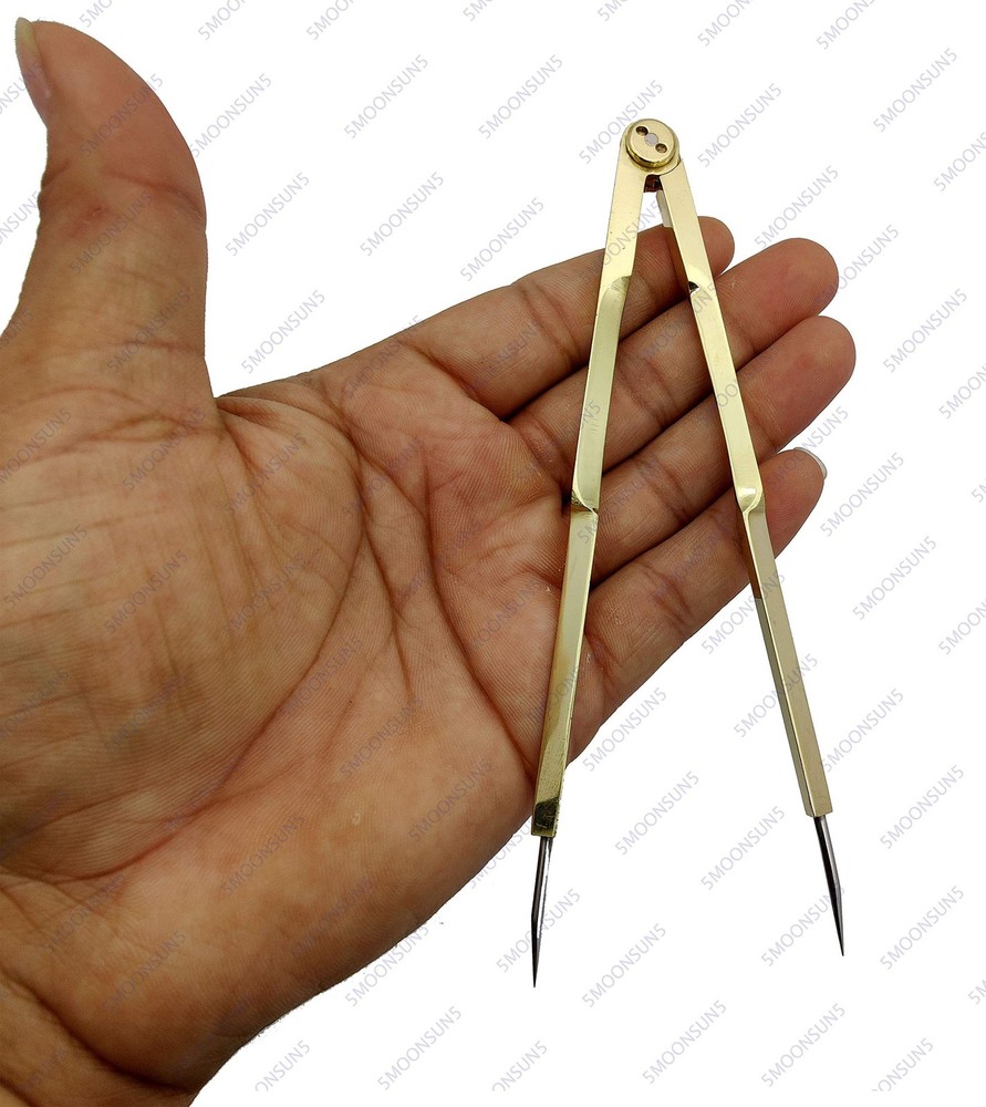 Vintage Navigation Straight Pattern Artist Divider Solid Brass Drawing Tool P...
