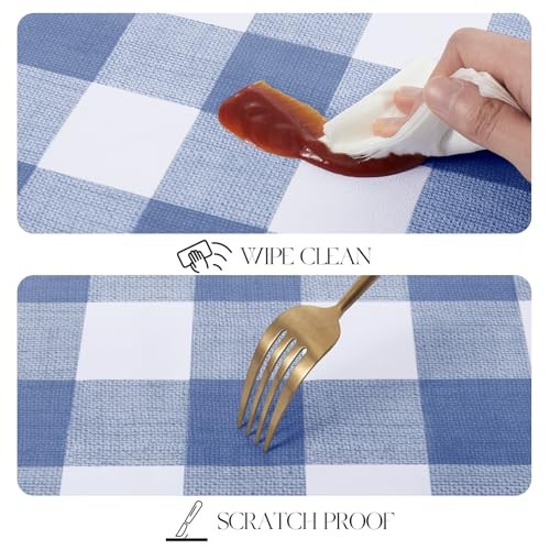 Rectangle Vinyl Tablecloth, 100% Waterproof 54" x 120" (Rectangular) Blue