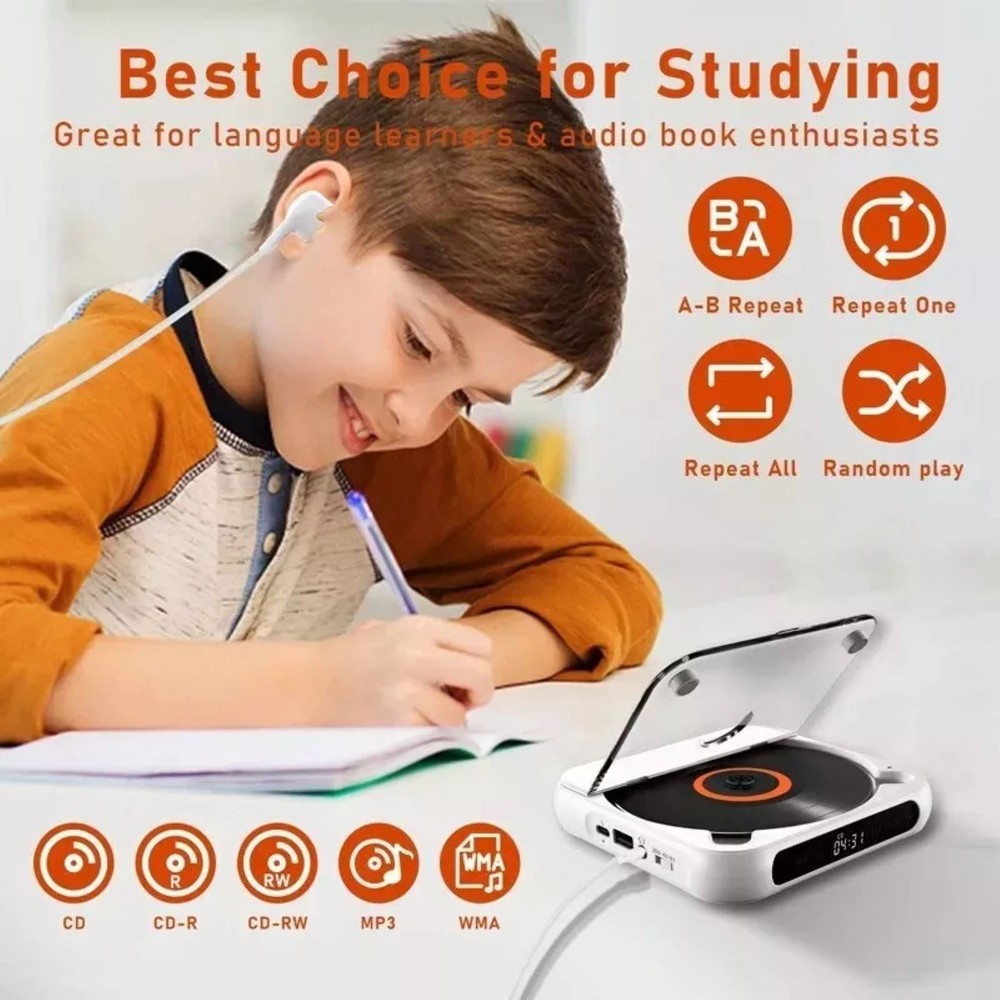 Versatile CD Player Audio Speaker 5V2A Bluetooth 5.3 User-Friendly Operation aa