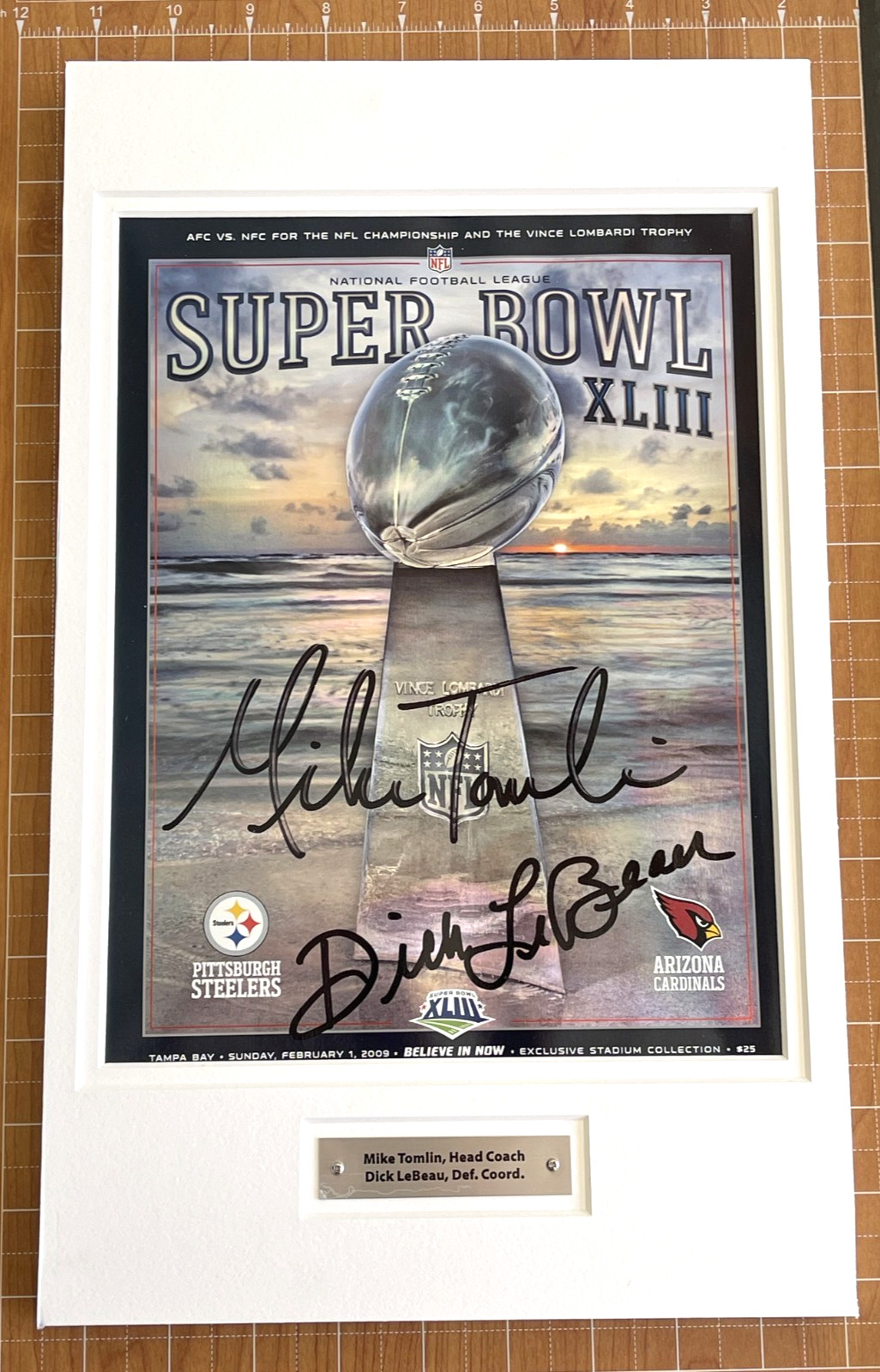 NFL STEELERS SIGNED MIKE TOMLIN DICK LEBEAU SUPER BOWL 43