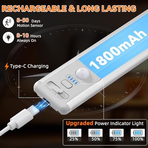 Under Cabinet Lighting Wireless, Rechargeable Motion Sensor Light 10inch-3Pack