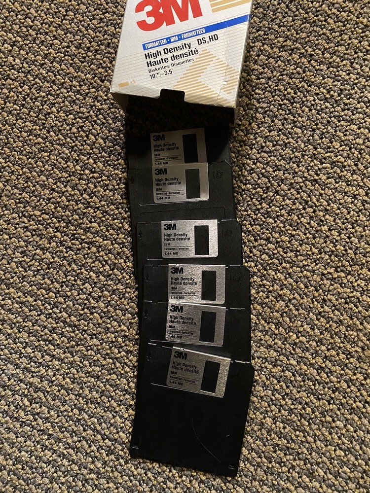 SIX 3M FORMATTED IBM HIGH DENSITY DS, HD 3.5" DISK