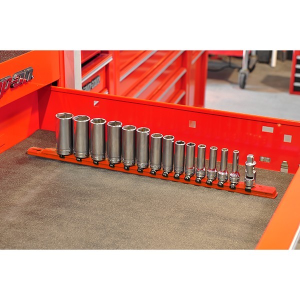 Ernst 8402 1/2" Drive DURA-PRO Twist Lock Socket Organizer Rail RED