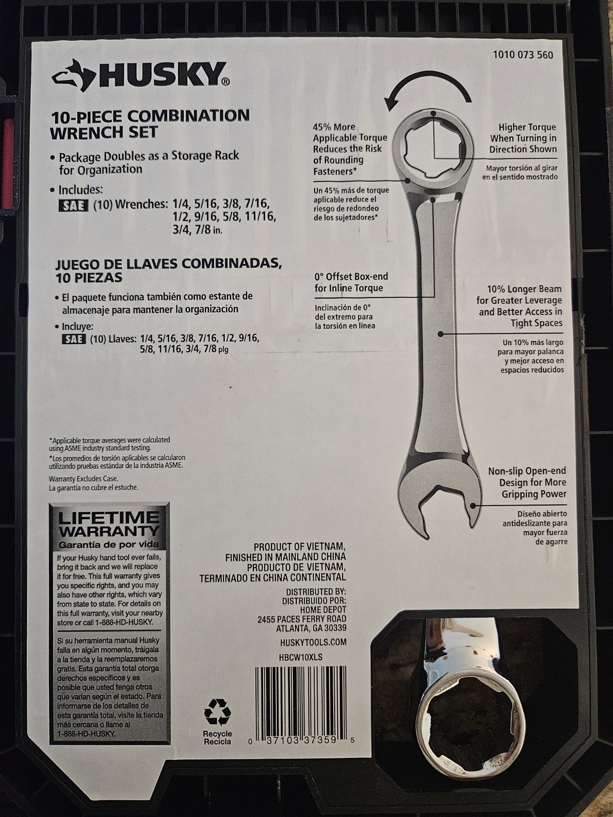 Husky BITE SAE & MM Combo Wrench Sets (2 SETS With 10-Pieces In Each Set, ) NEW