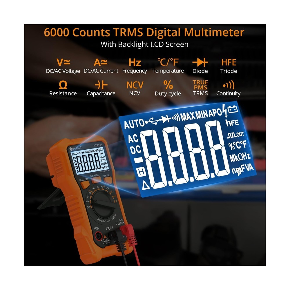 Neoteck 6000 Counts Digital Multimeter with NCV and TRMS Auto Range Multimete...