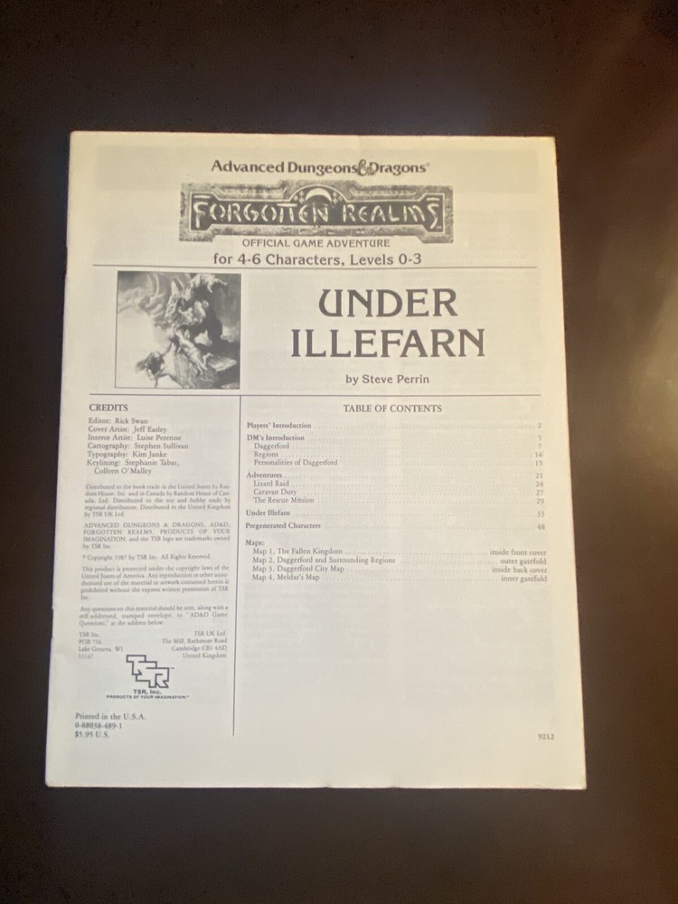 AD&D TSR Adventure Module “Under Illefarn”