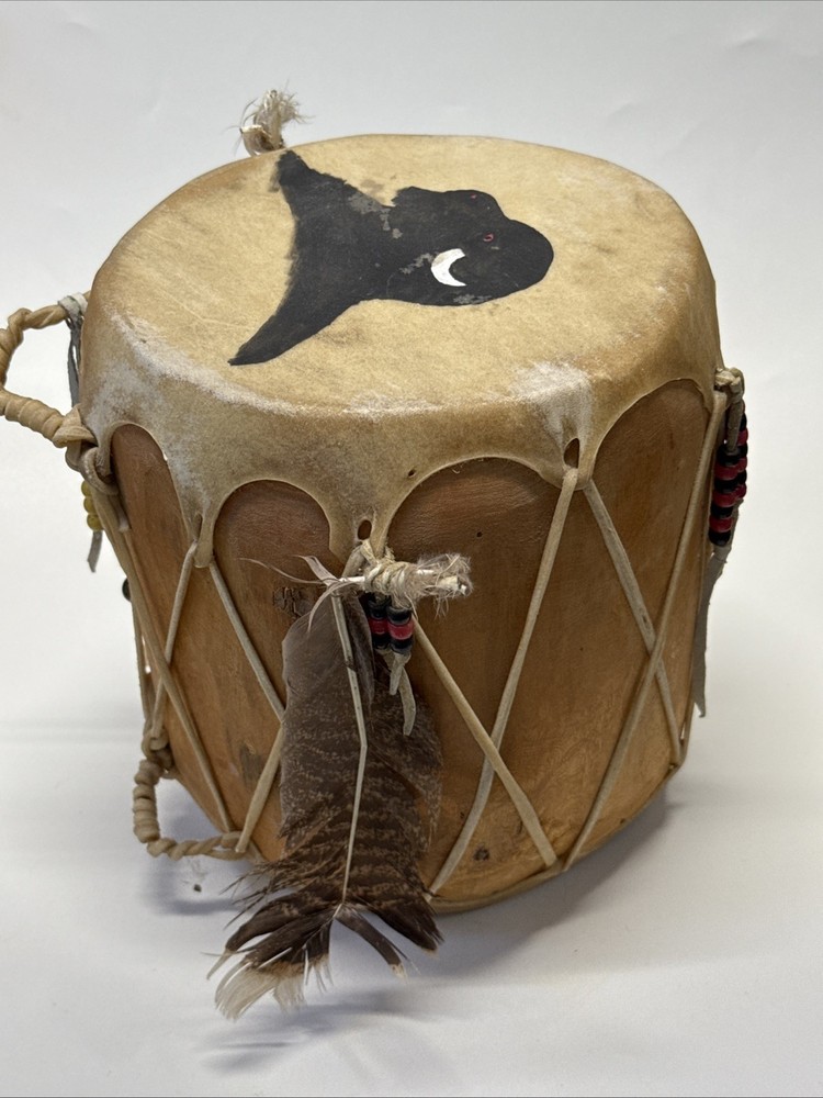 HAND CRAFTED RAWHIDE DRUM- 8” Diameter, 10.5” Tall