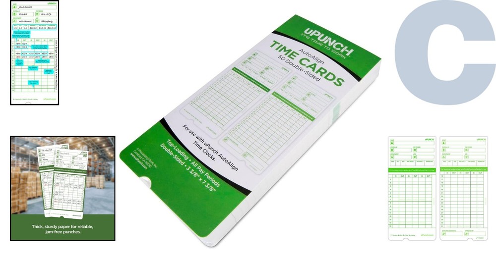 Professional Time Clock Cards - 50 Pack, Solid Design for Accurate Time Tracking