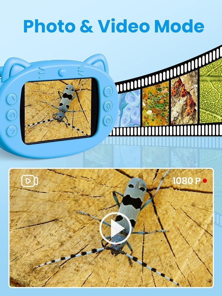 Blue 2.4" Kids Microscope - Digital Camera, 1000X Magnification, Fun Learning