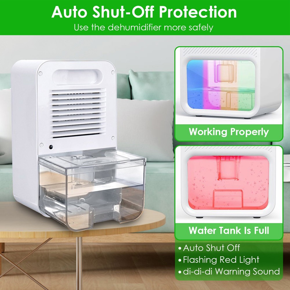 Portable 37OZ Dehumidifier with Sleep Mode & 24H Timer for Small Spaces