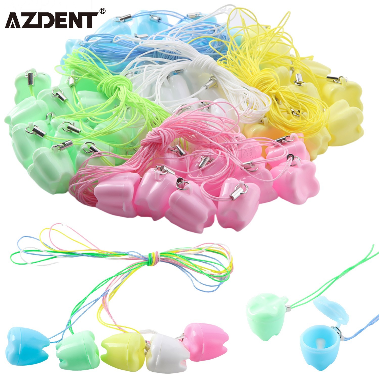 50 Pcs Dental Baby Teeth Storage Boxes Tooth Shape Holder Organizer Mixed Color