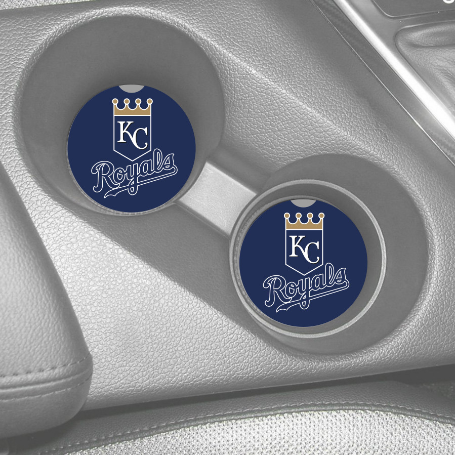 KC ROYALS RUBBER CAR COASTERS SET (2)