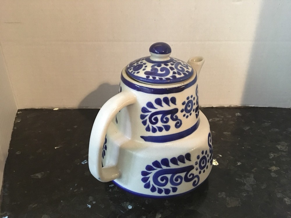 Cairem Pottery ? Stoneware Salt Glazed Teapot Blue & Grey