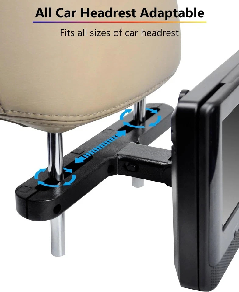 Car Headrest Mounts, Angle Adjustable Headrest Dual Screen DVD Player Mount Hold