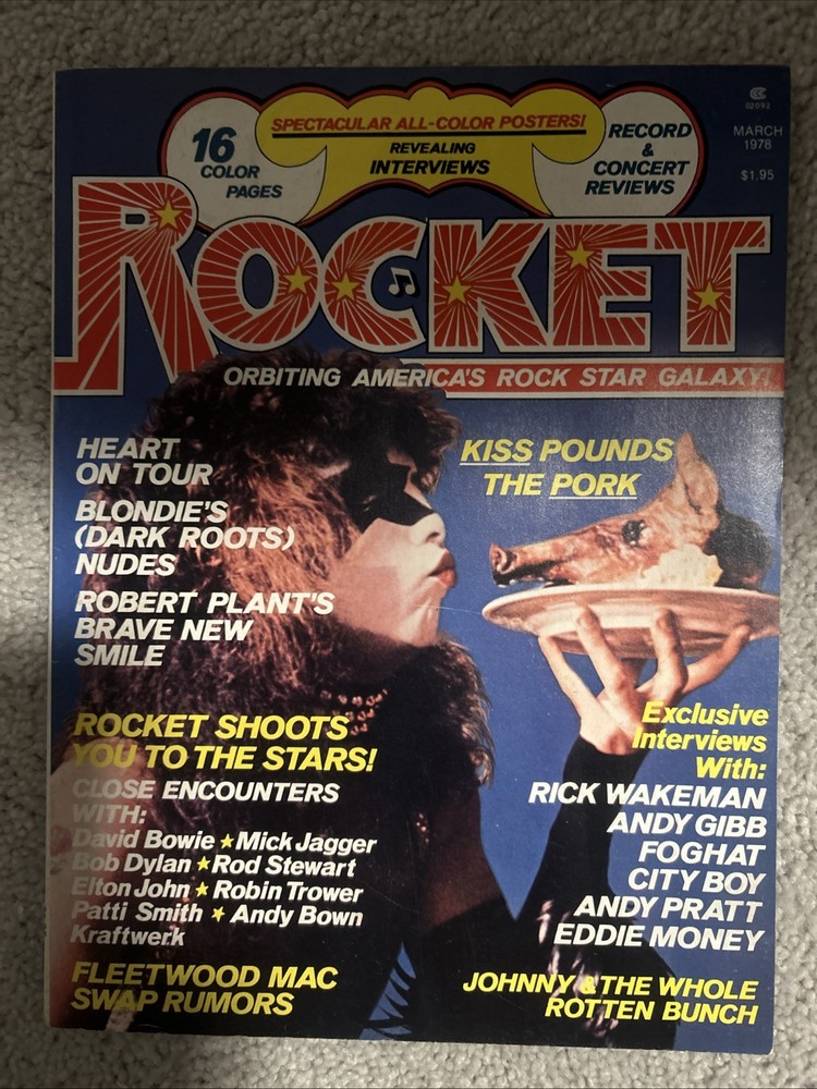 KISS VINTAGE 1978 ROCKET MAGAZINE PAUL STANLEY ACE FREHLEY BLONDIE HEART