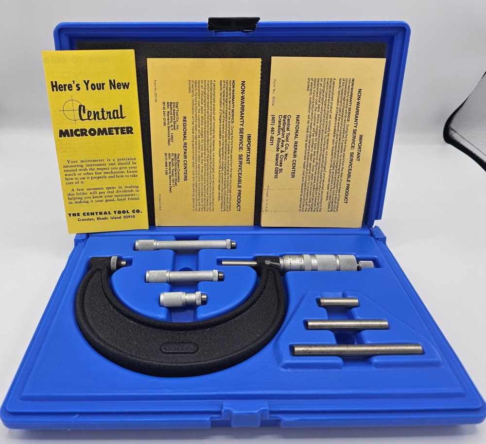 🛠️ Central Tools Multi-Anvil Outside Micrometer Set 0–4" with Standards & Case