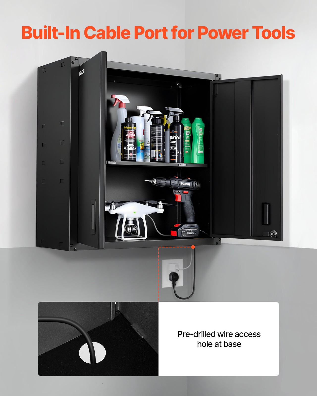 VEVOR Metal Wall Cabinet 30 inch Wall Mounted Cabinet with Adjustable Shelf