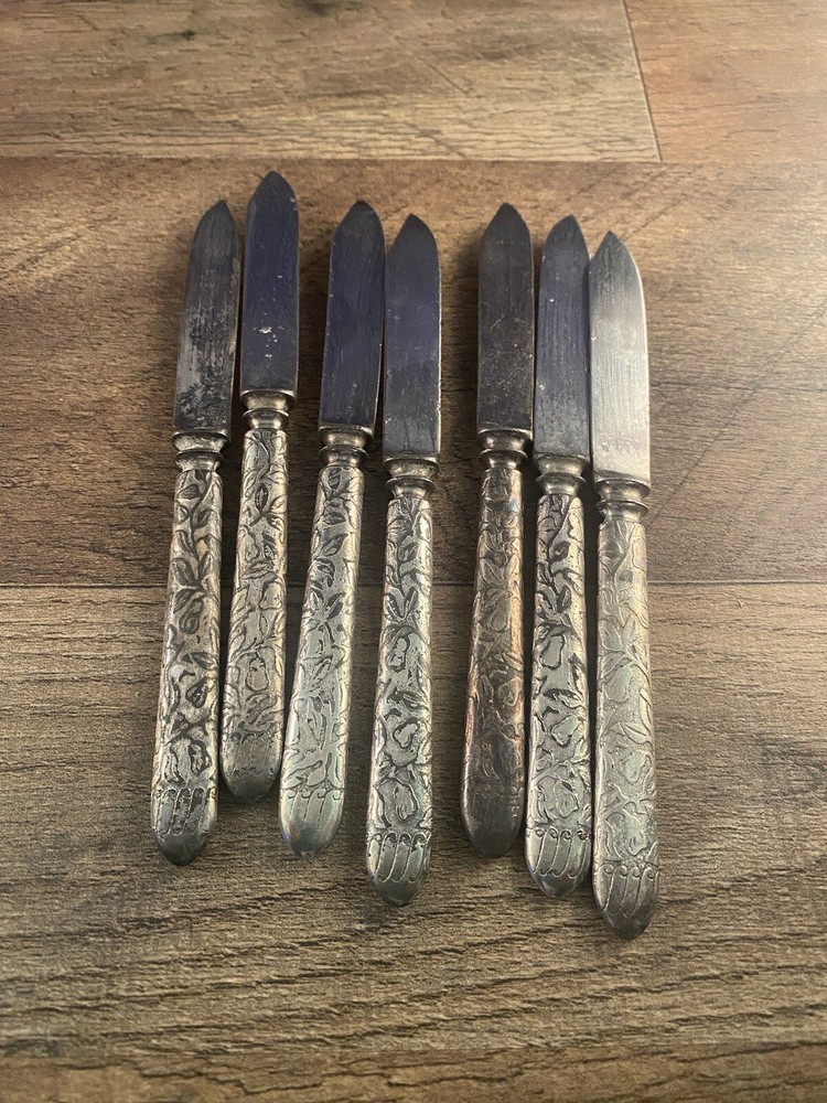 Rogers Hamilton Sword Logo Silverplated Fruit Knife Set of 7