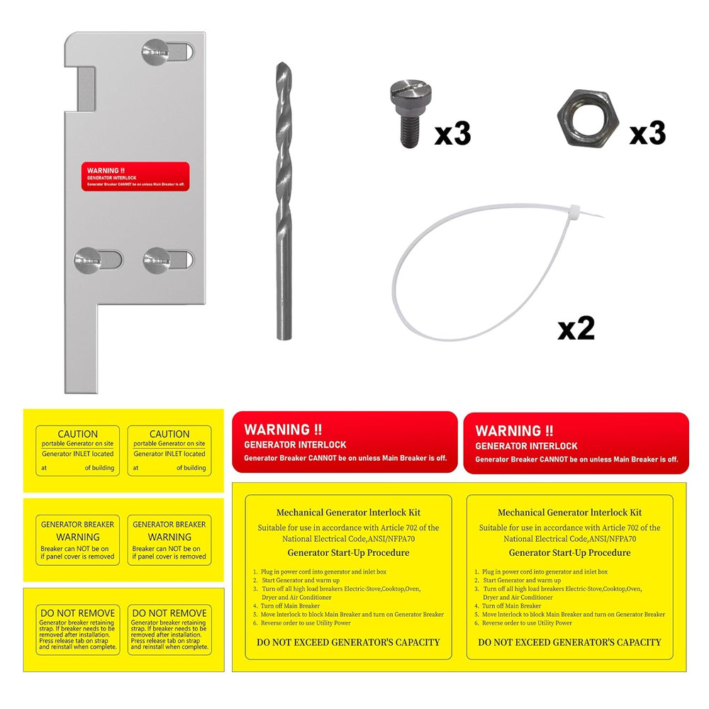 Generator Interlock Kit Compatible Square D Vertical Main 150 200 Amp Breaker 3