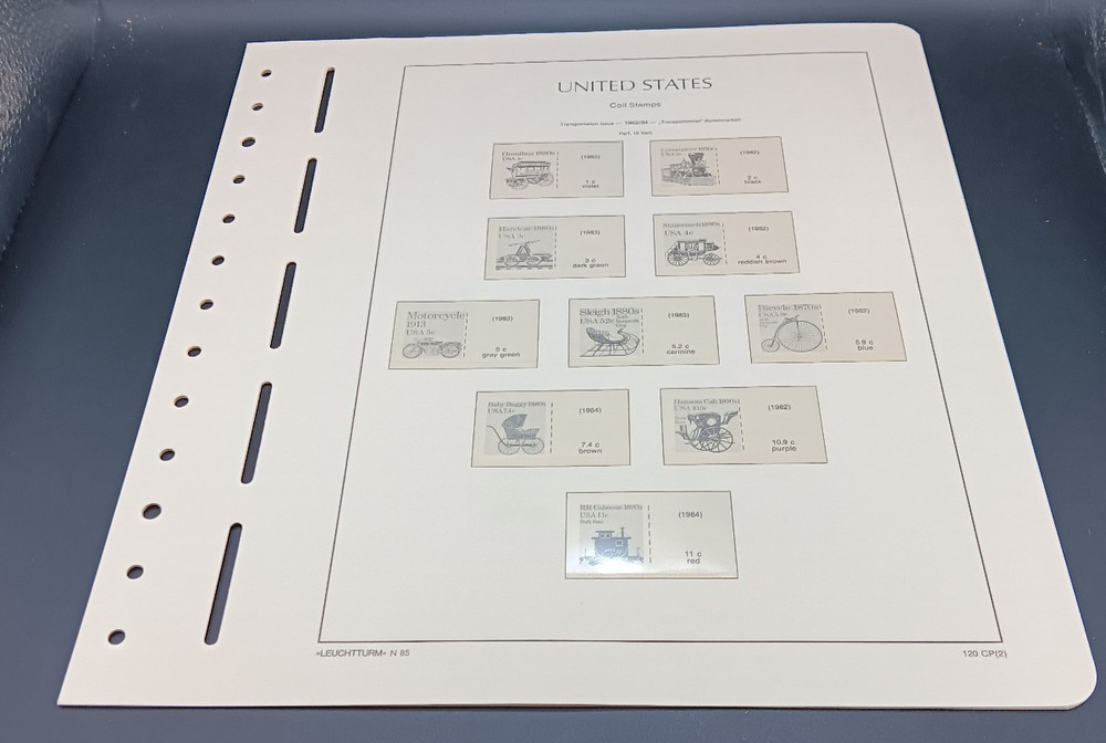 Leuchtturm U.S. , 12 New Album Pages for Coil Stamps 1966-1985